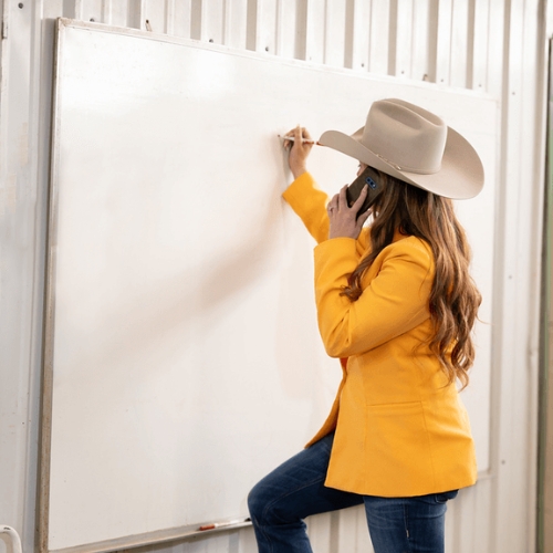 sara writing on white board